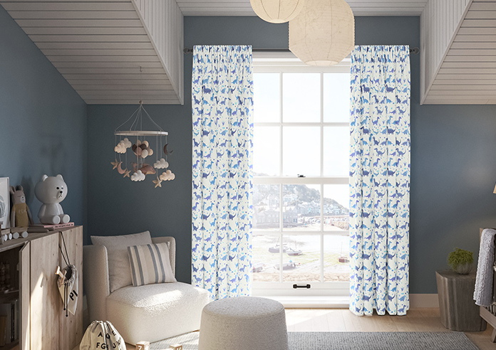 Dino Land, Blue Denim - Made to Measure Curtains - Image 3